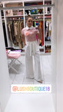High waisted self belt white