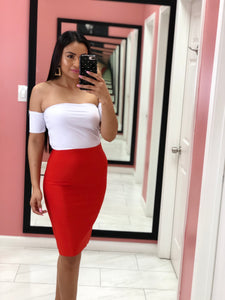 Lush Pencils Skirt Cherry