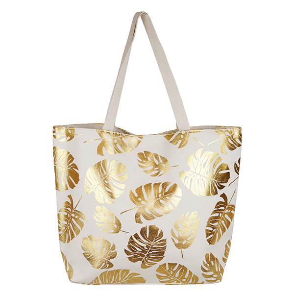 Canvas tote leaves white