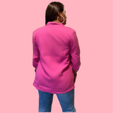 Plain Blazer With Ruched Sleeves