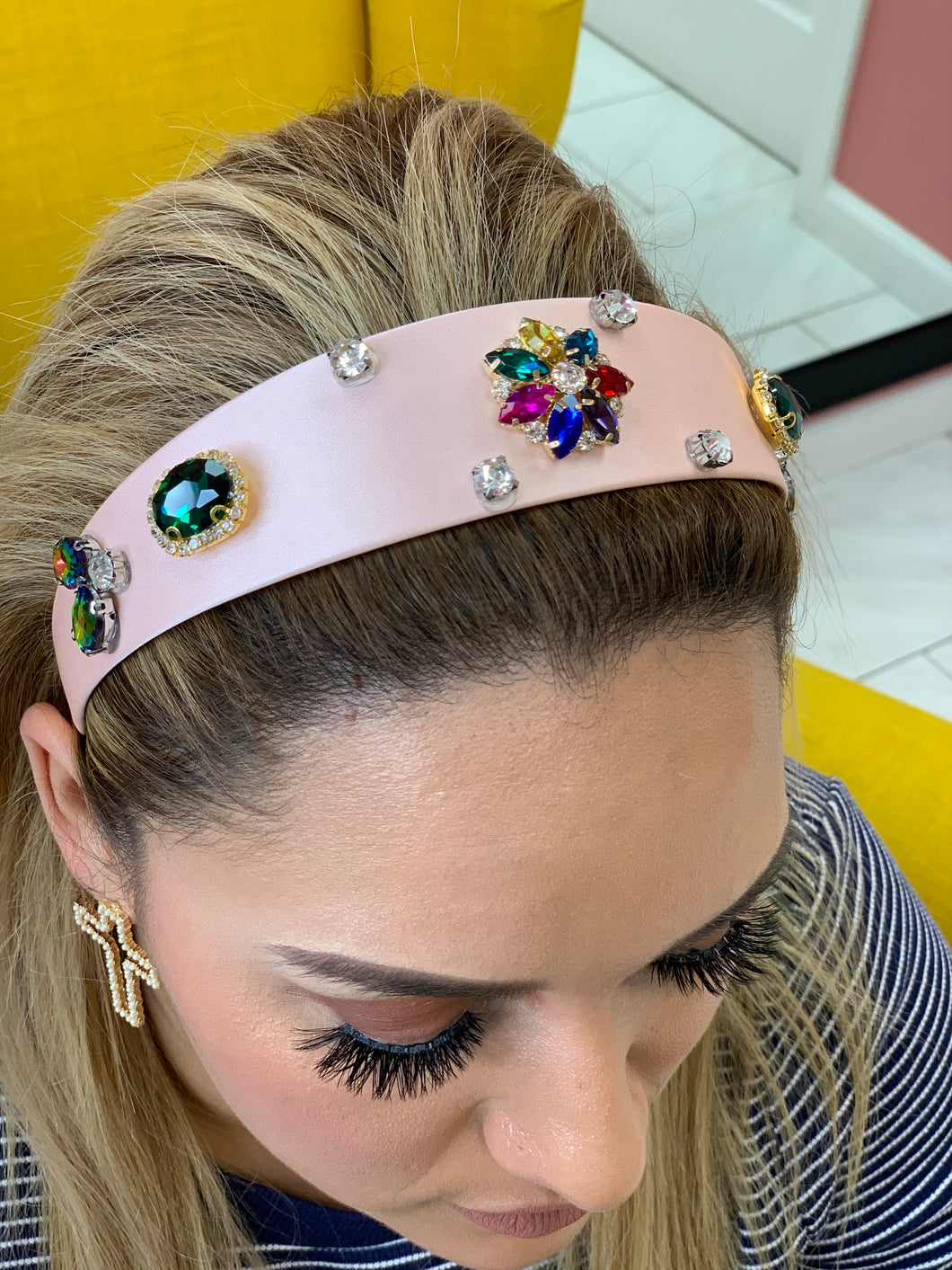 Pink headband crystal