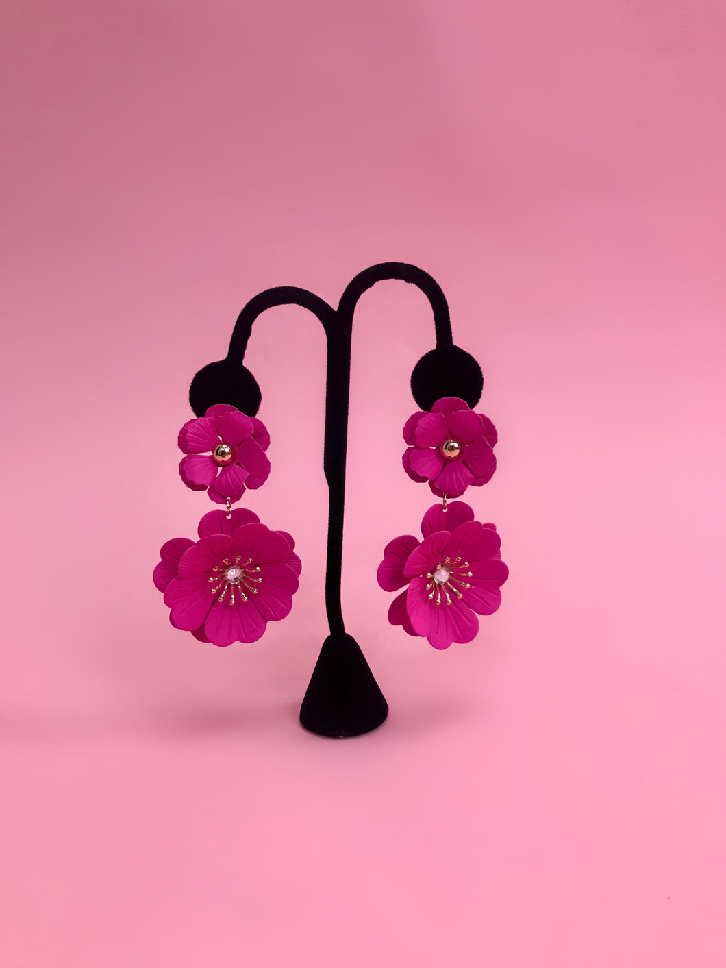 Hot Pink Flower Earrings