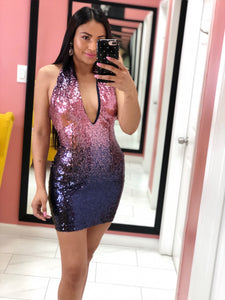 Out pink sparkly dress