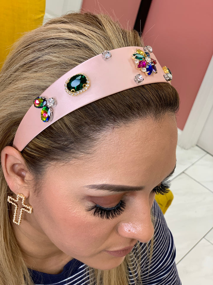 Pink headband crystal