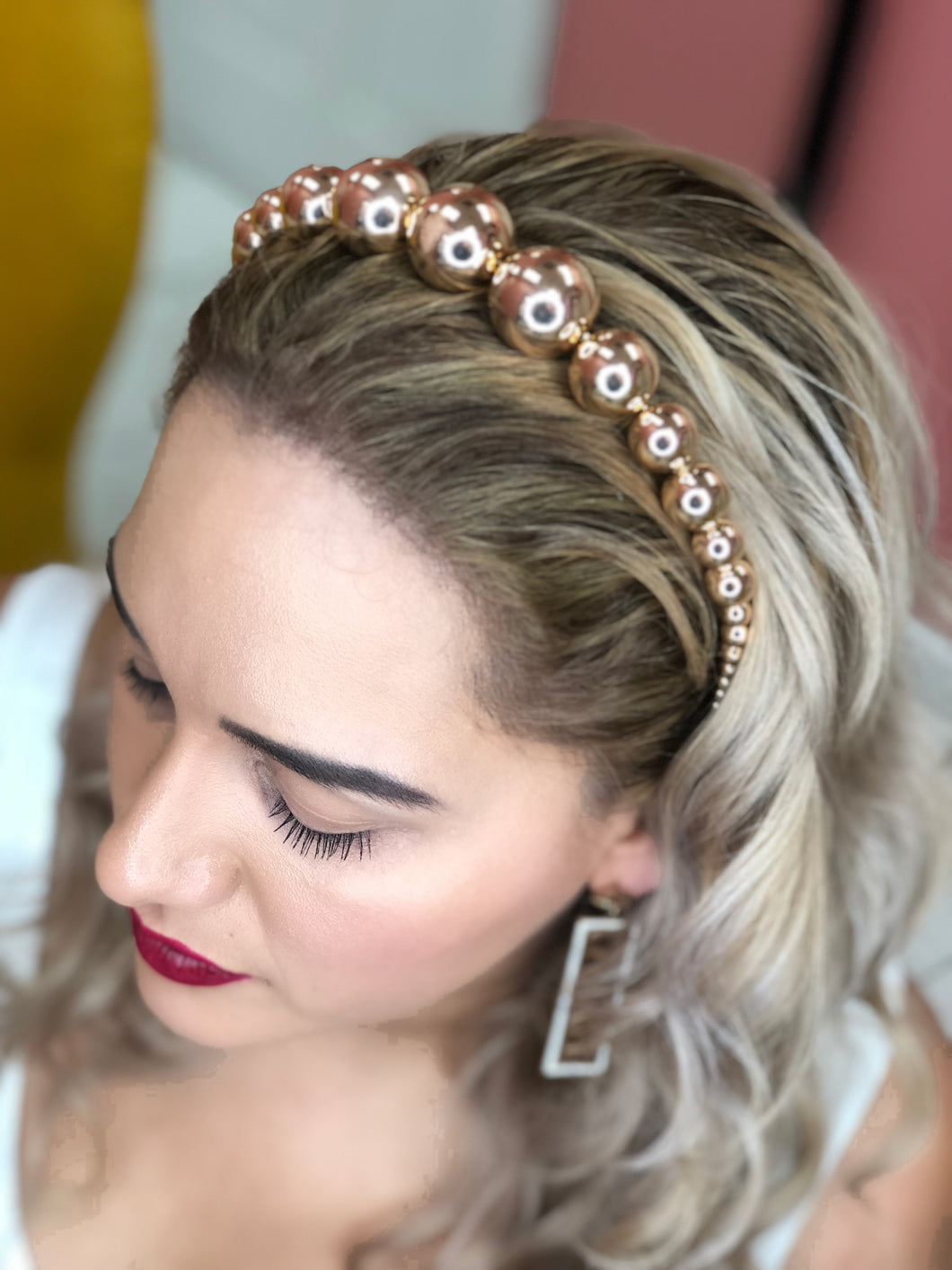 Metallic pearl headband